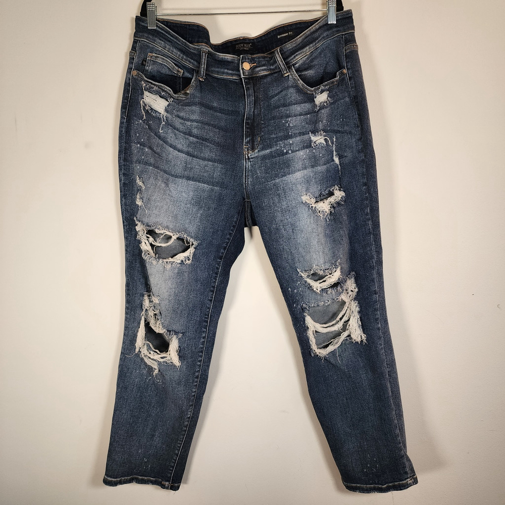 Judy Blue Bleach Splash Destroyed Boyfriend Jeans Size 20W EUC